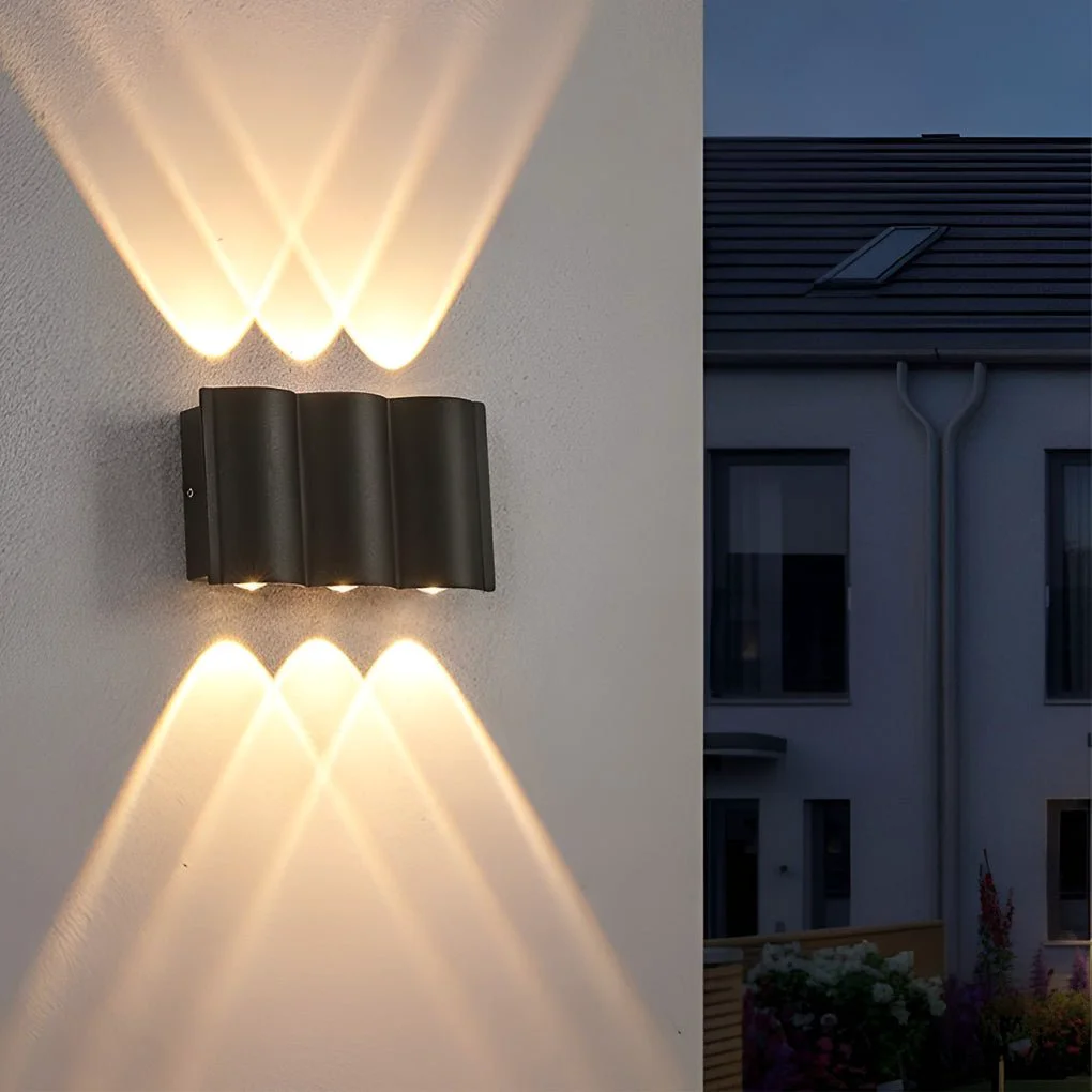 Premium Wave Arc Design Up and Down Lights LED Outdoor Wall Lights Reusable