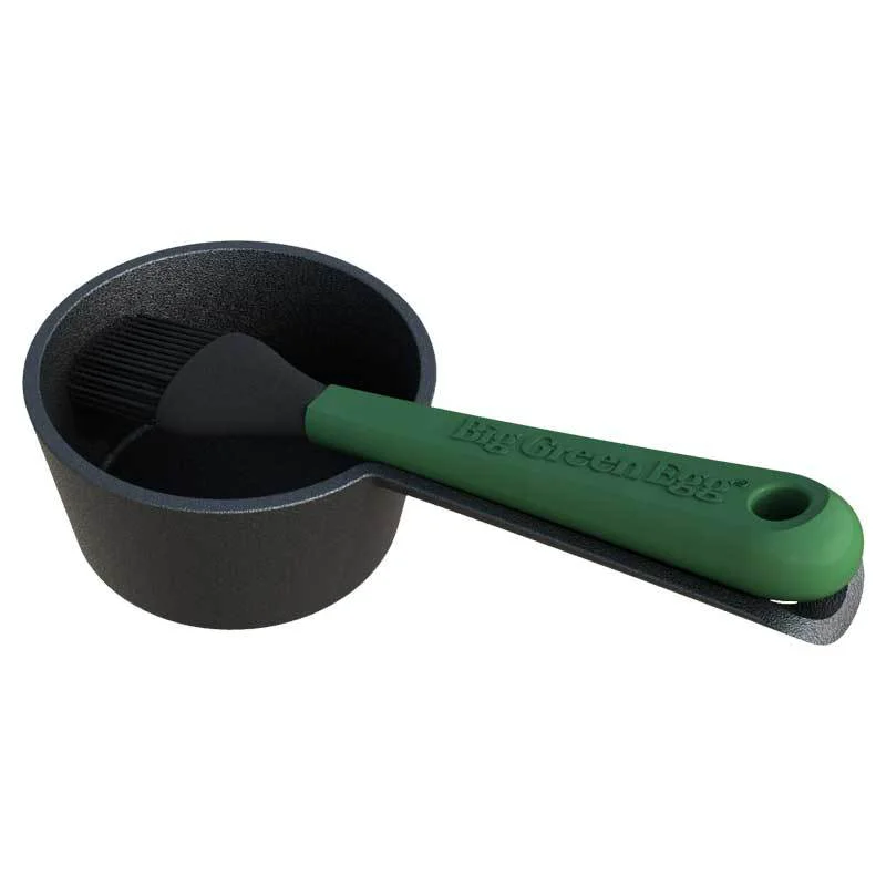 Contemporary Big Green Egg Cast Iron Sauce Pot w Basting Brush Next-Generation