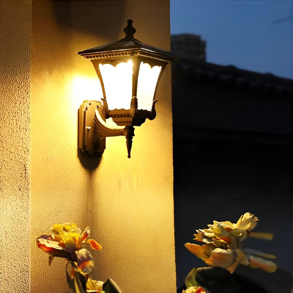 Proven Vintage Striped Glass LED Waterproof Black Retro Solar Wall Lights Effective