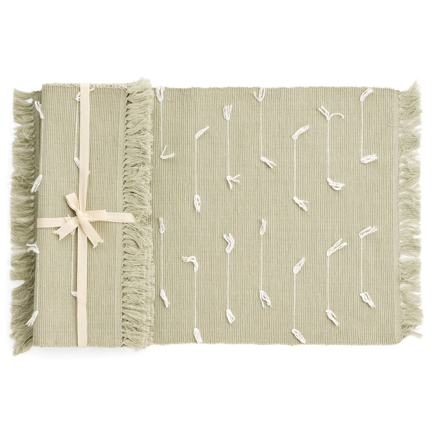 Pure Ribbed Placemat Cott Sage – White Set of 4 Efficient