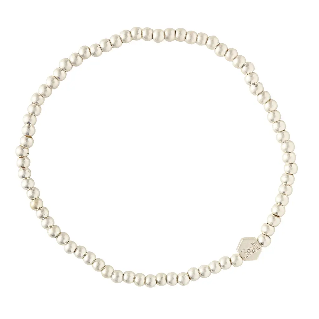 Long-Lasting Mini Metal Stacking Bracelet Ball of Silver Green