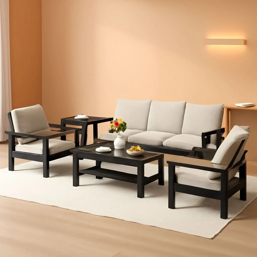 Enhanced HDPE Outdoor Patio Furniture Set 7 Piece All Weather Stylish