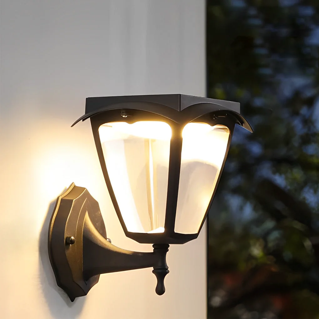 Premium Material Square Dimmable LED Intelligent Black Modern Solar Outdoor Wall Lights Contemporary