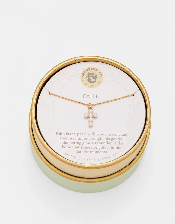 Exclusive Sea La Vie Necklace Faith Pearl Cross Gold Safe