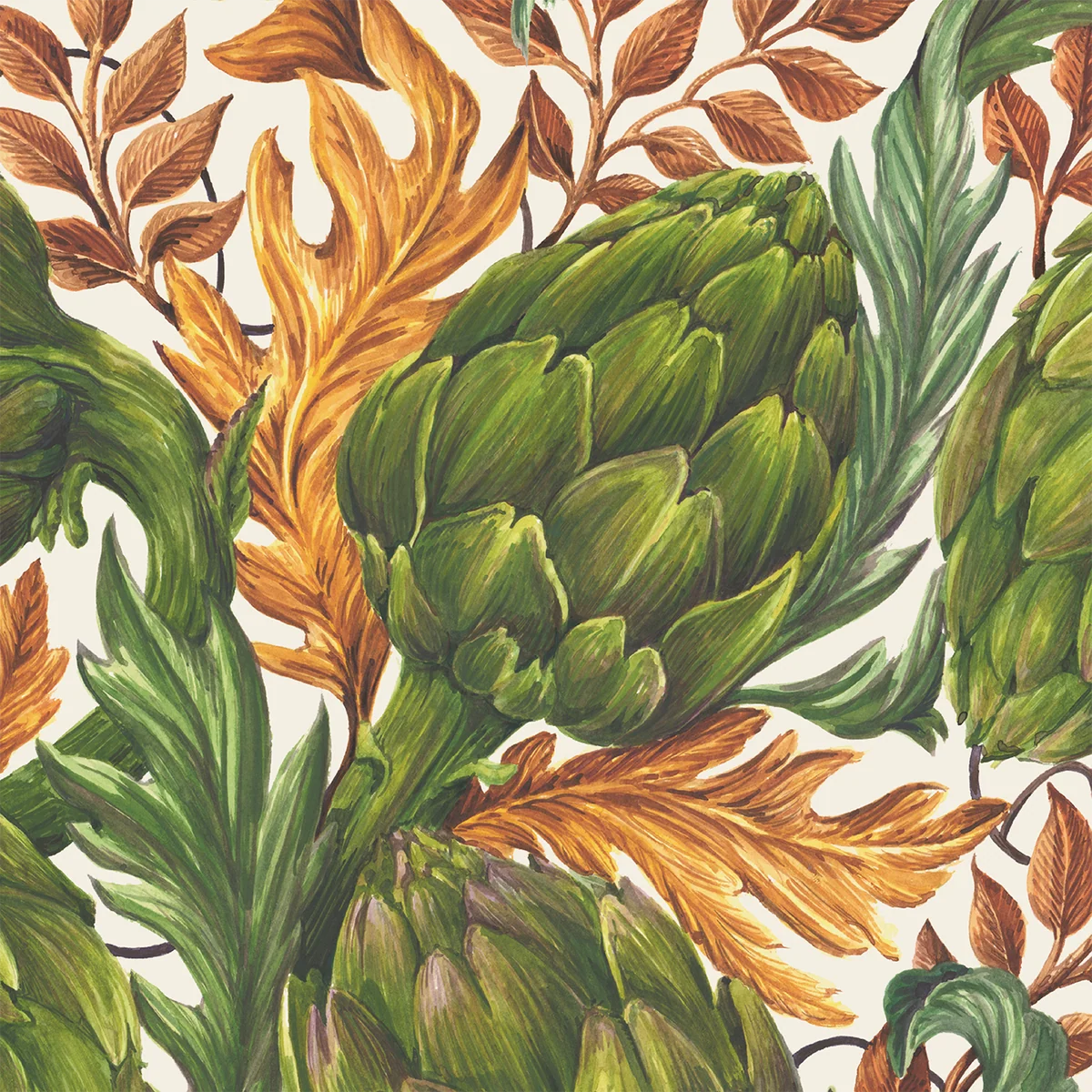 Dependable Autumnal Artichokes Paper Cocktail Napkin Consistent