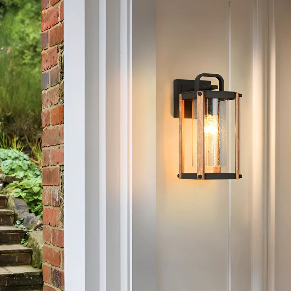 Authentic Lantern Shaped Waterproof Glass Black Industrial Outdoor Wall Sconce Lighting Recyclable