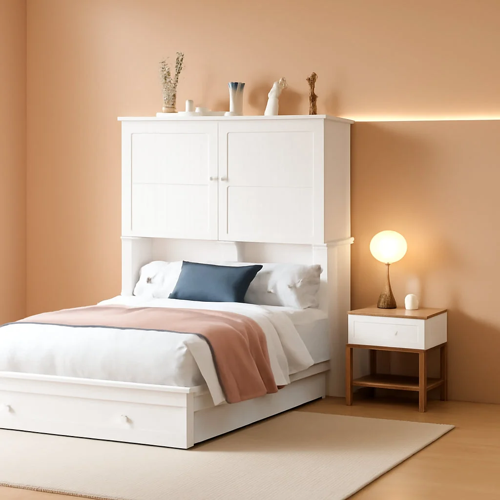 Next-Generation Queen Murphy Bed Featuring Mattress Included White Smooth