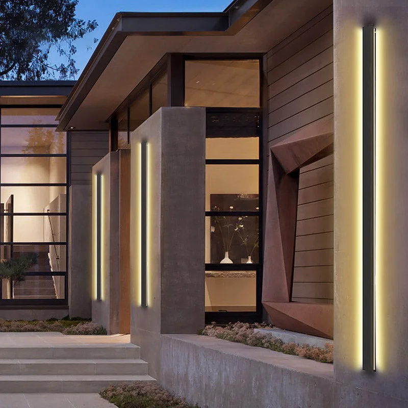 Fine Crafted Black Long Strip LED Waterproof Modern Outdoor Wall Lights Porch Lights Elite