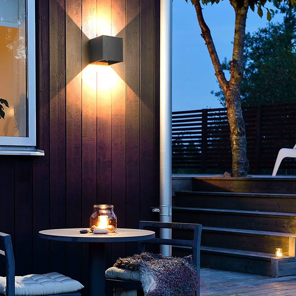 Selected Square Waterproof Up Down Lighting Adjustable Modern Exterior Lights Detailed