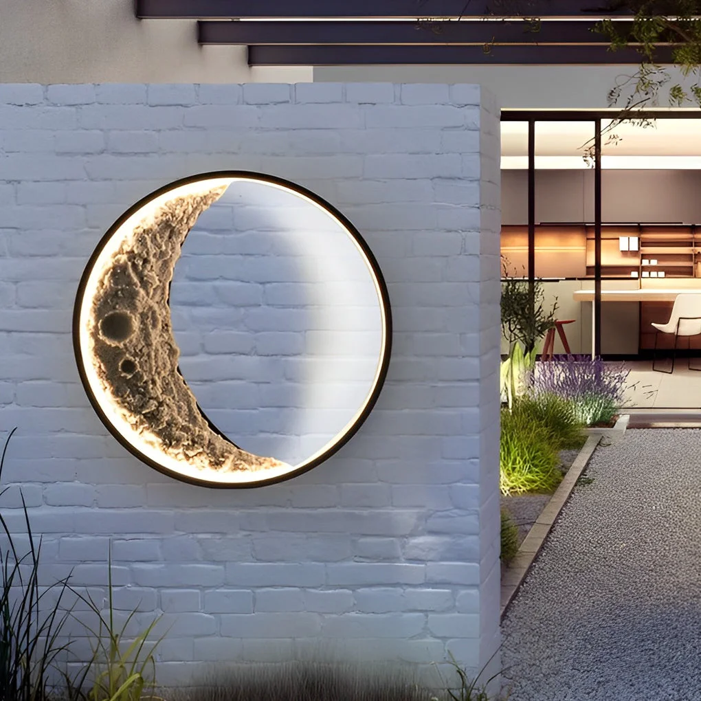 Natural Round Creative Moon Resin Lunar Texture Waterproof Outdoor Wall Lights Reliable