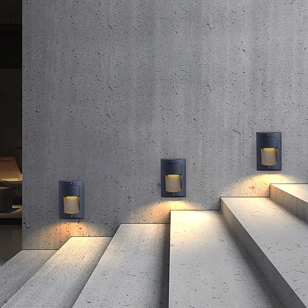 Quality Rectangle Waterproof LED Black Modern Outdoor Step Lights Recessed Stair Sconces High-Performance