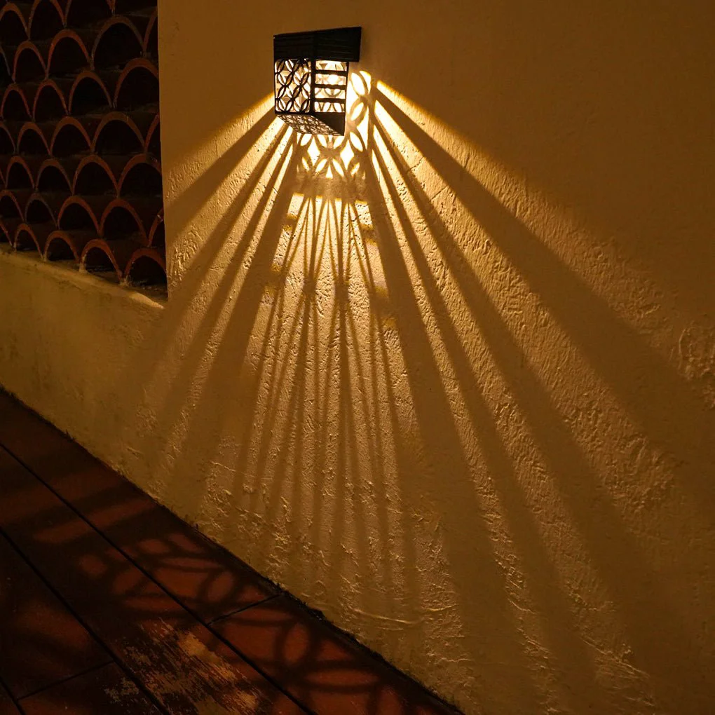 Certified Solar Hollow Outdoor Wall Sconce Lighting Led Fence Wall Lamp Garden Lights Soft