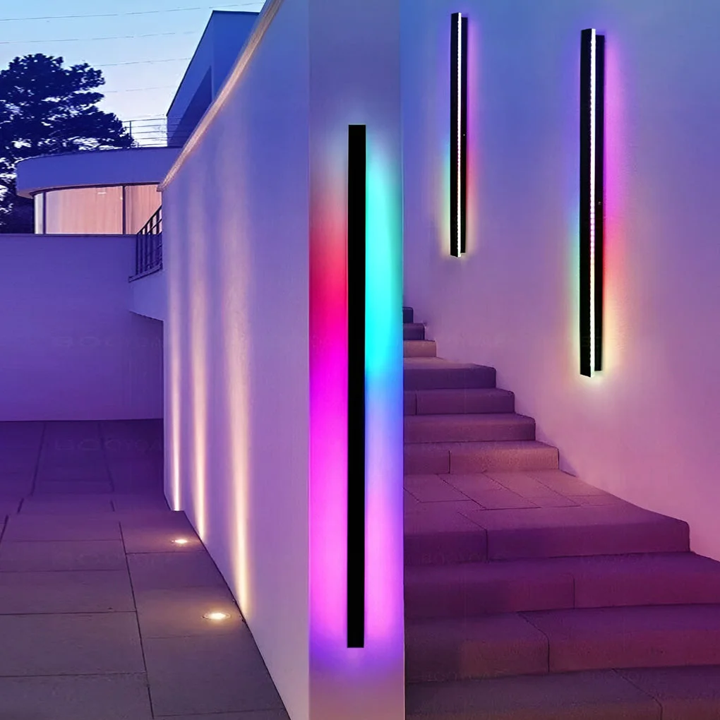 Crafted Black Long Strip LED RGB Outdoor Waterproof Wall Light Exceptional