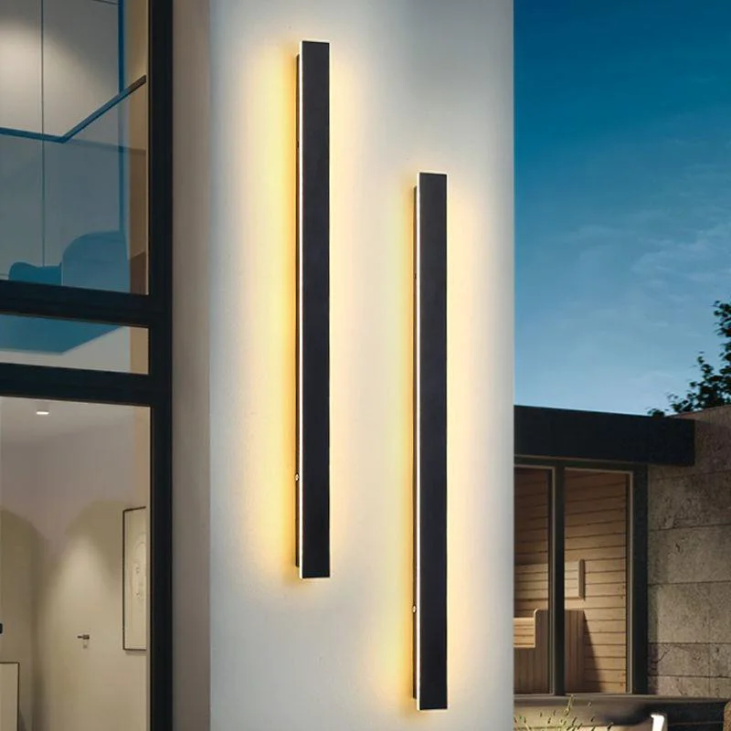 Expertly Made Outdoor Long Strip Waterproof Metal Black Modern Outdoor Wall Lights Practical