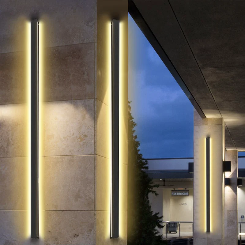 Fine Crafted LED Long Strip Metal Waterproof Black Minimalist Outdoor Wall Lights Soft