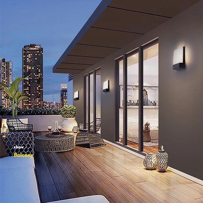 Genuine Square Waterproof LED Black Modern Outdoor Wall Lights Porch Lights Flexible