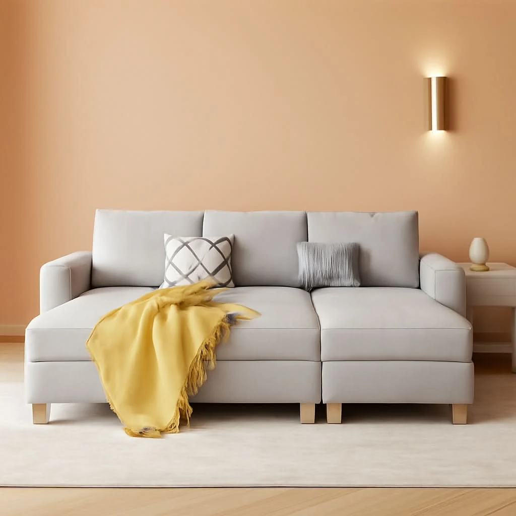 Reusable Faux Leather Modular Sectional Sleeper Sofa Storage Safe