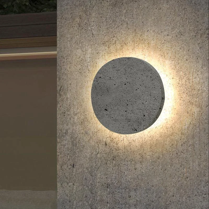 Secure Round Concrete LED Waterproof Gray Modern Outdoor Wall Lights Porch Lights Responsible