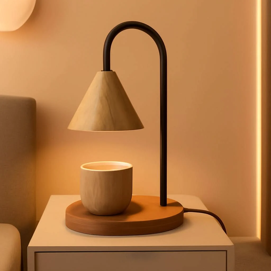 Solid Candle Warmer Lamp Wood Grain Dimmable Wax Melt Warmer Excellent