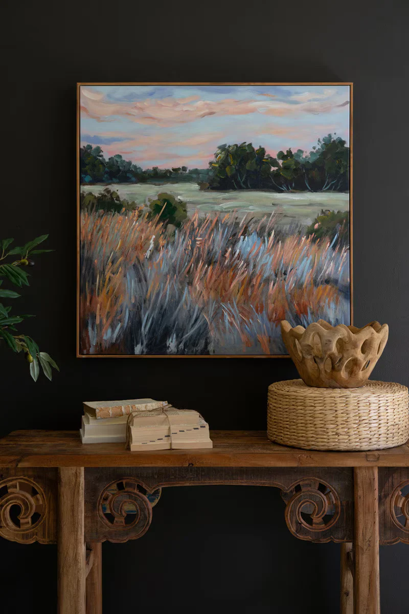 Functional Colorful Grasslands Framed Landscape Painting Original Design