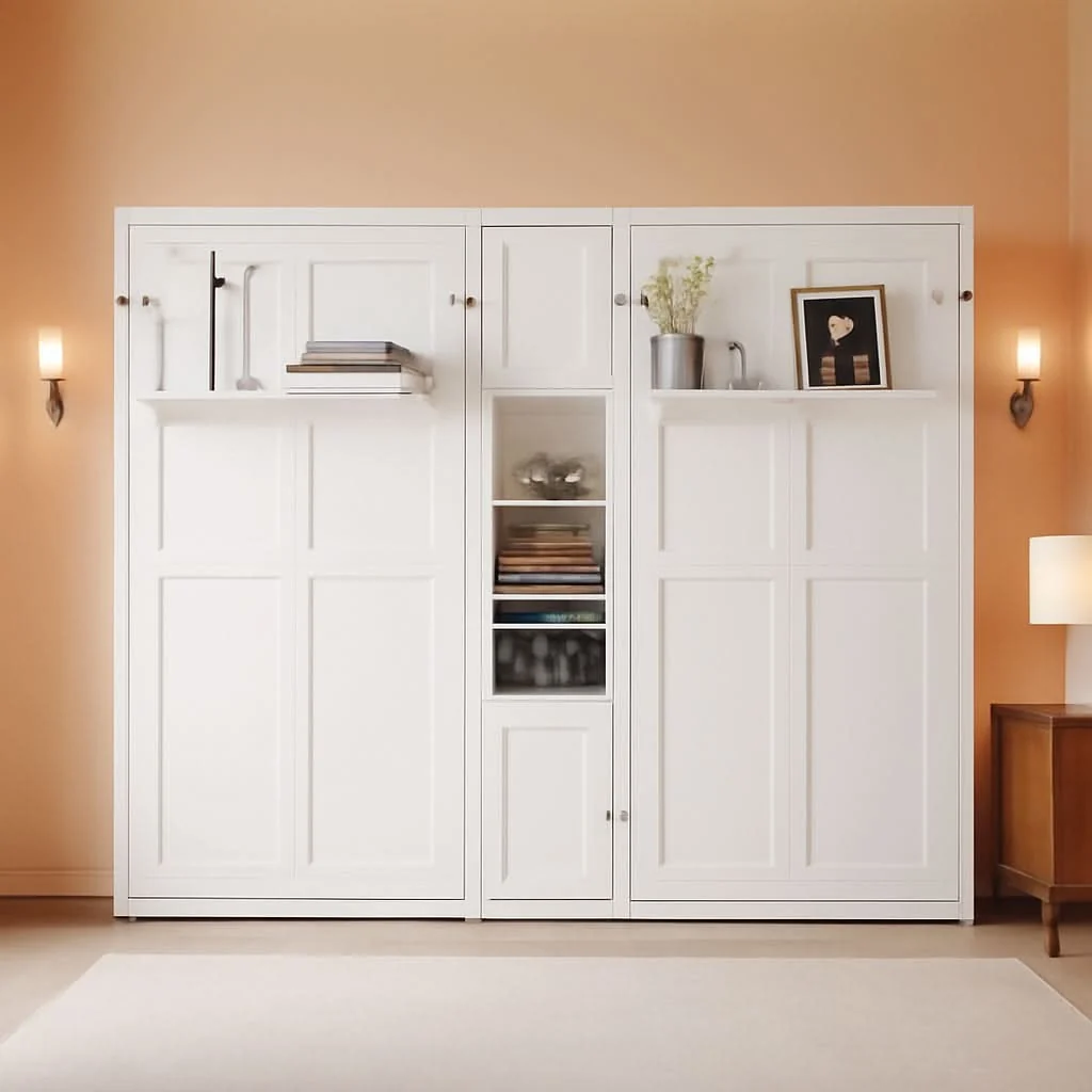 Stylish White Twin Murphy Bed With Contemporary Storage Cabinets Healthy