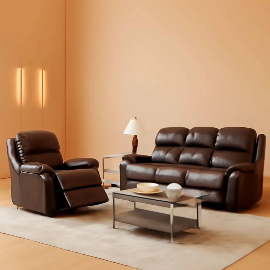 Responsible Brown Leather 3 Piece Recliner Sofa Living Room Set Proven