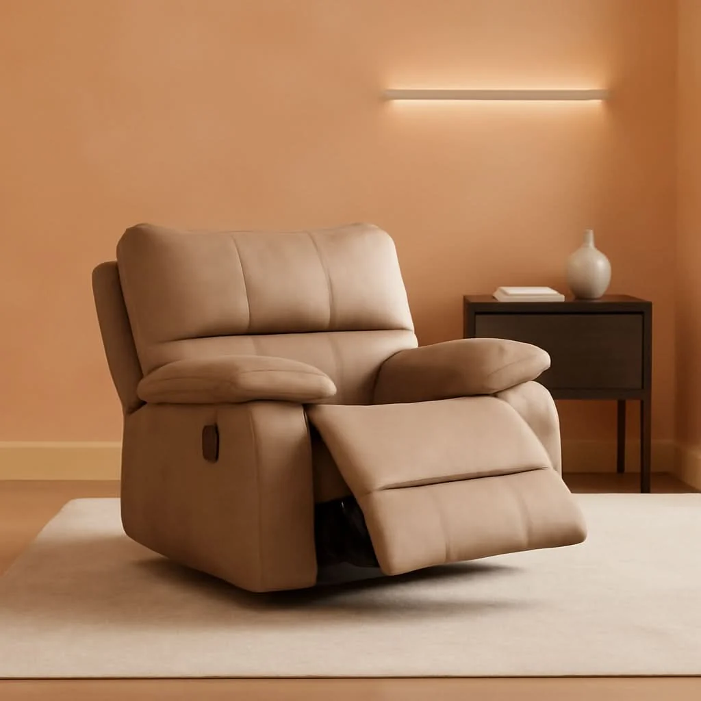 Stylish Taupe Microfiber Reclining Sofa Set for Living Room First-Class