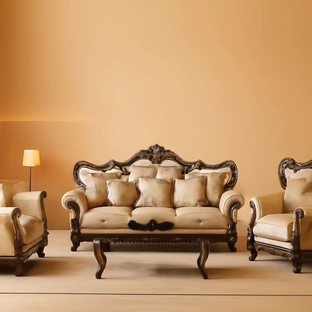 Prestigious 4 Piece Living Room Set Tan And Antique Oak Traditional Easy-to-Use