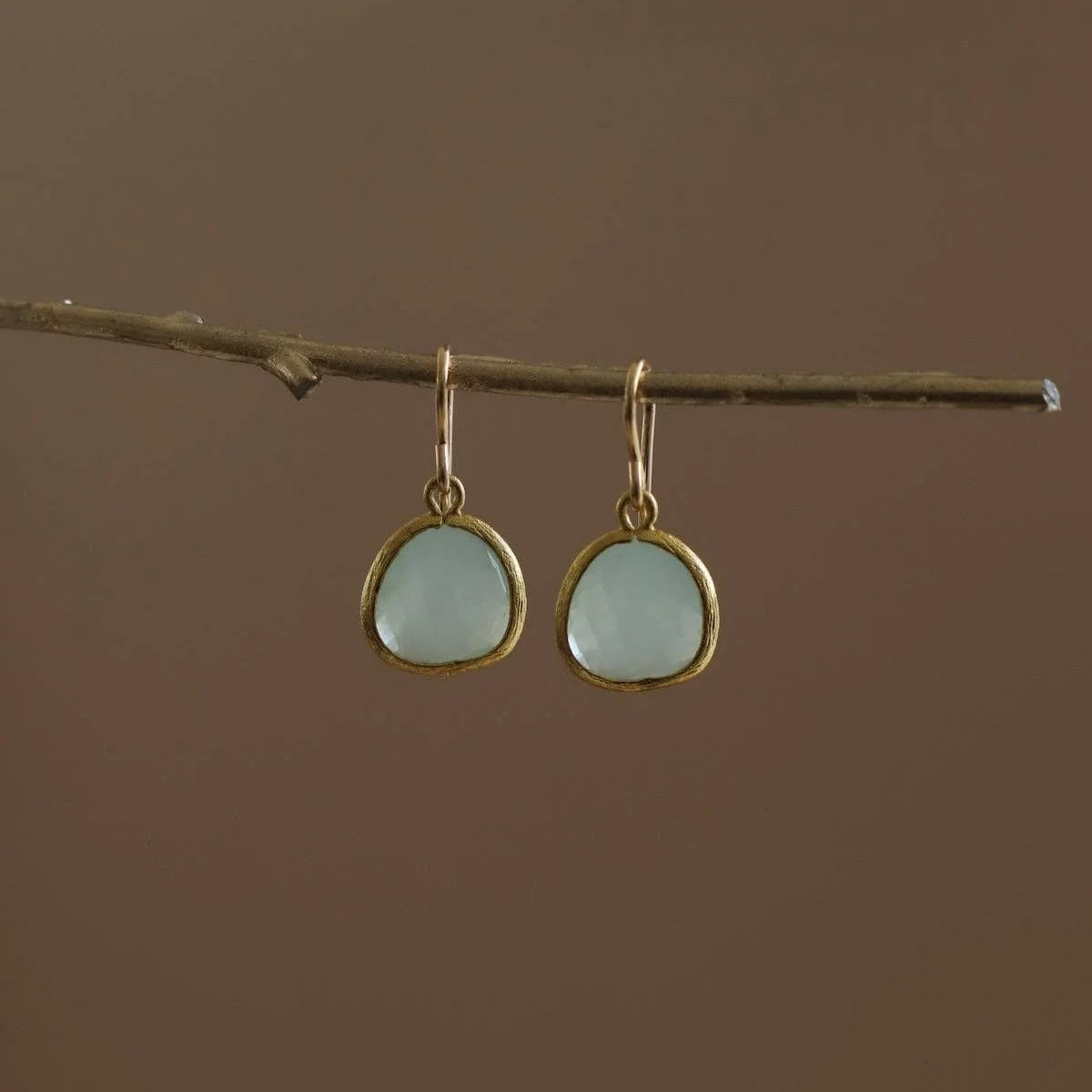Original Medium Alice Blue Bezel Gold Earrings Prestigious