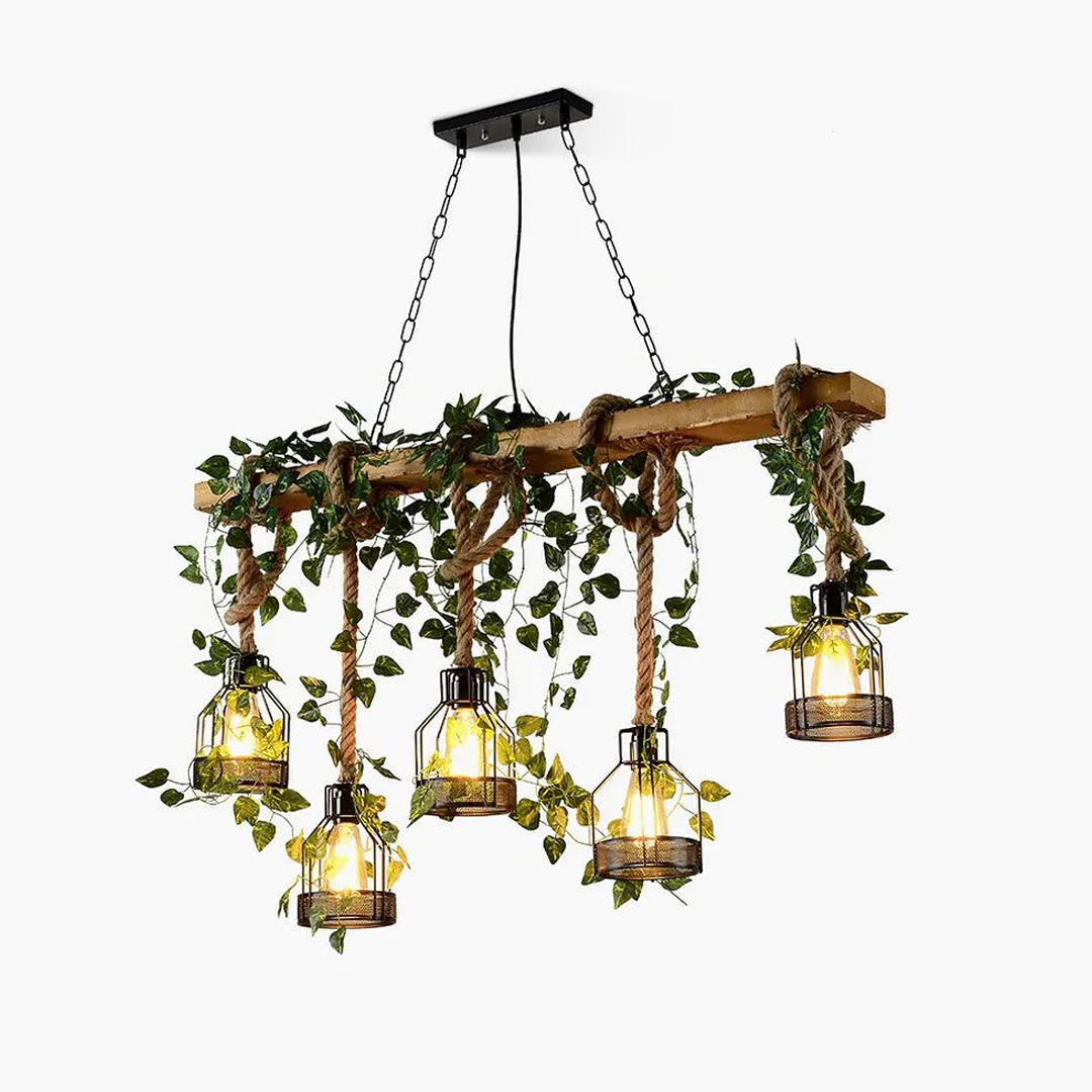 Selected Vintage Wood Green Chandelier Artisan
