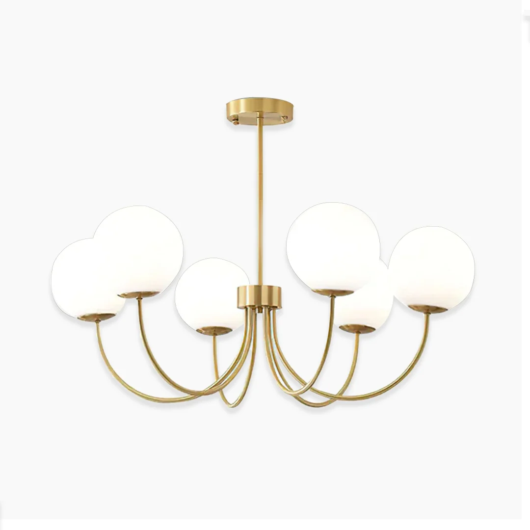Organic White Glass Orb Chandelier Certified