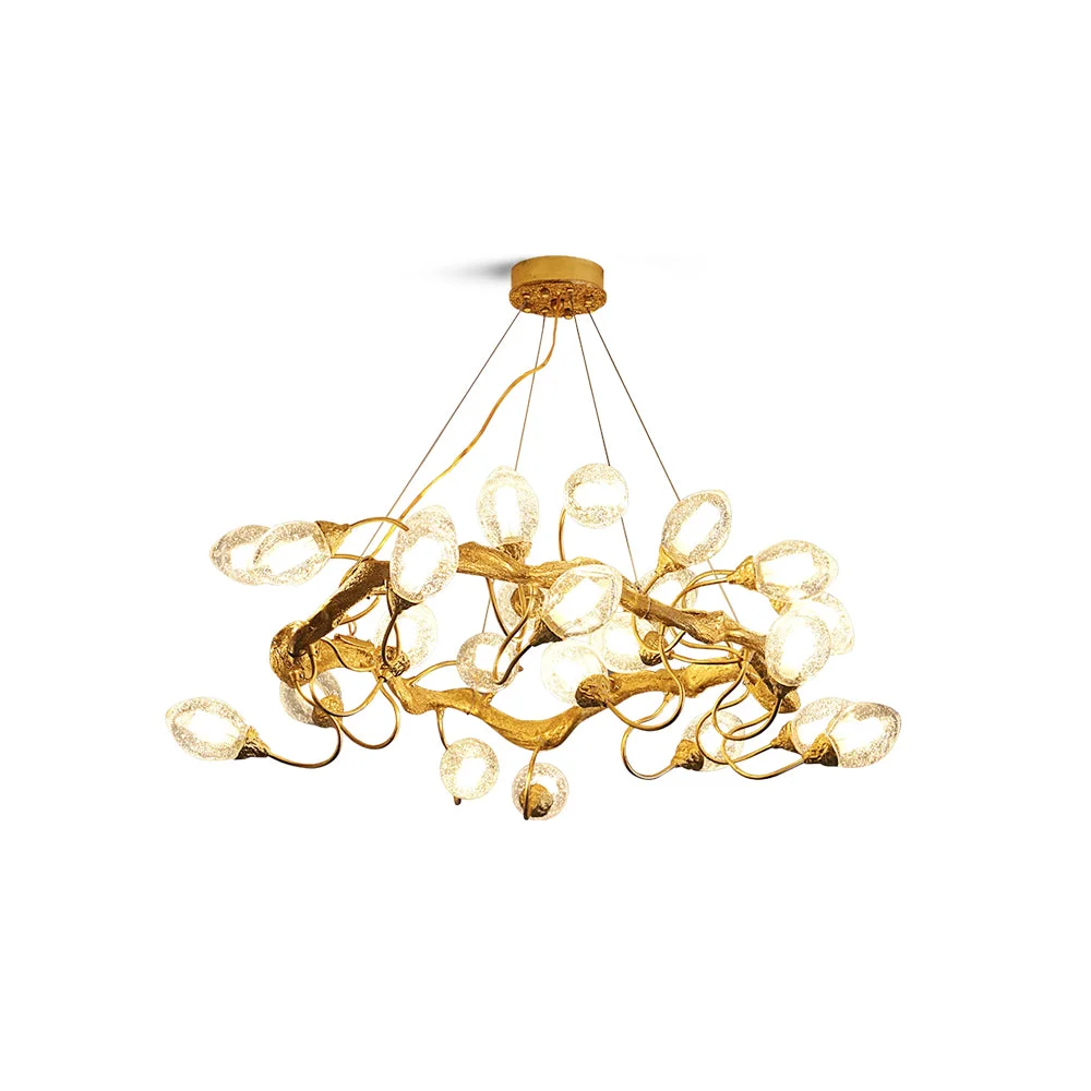 Detailed Lotus Brass Chandeliers Crafted