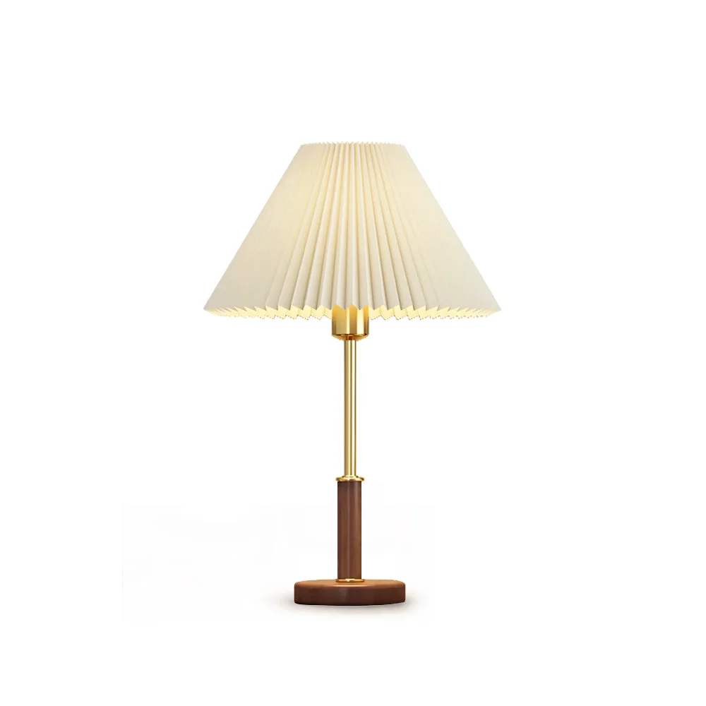 Authentic Pleated Wooden Table Lamp Flexible