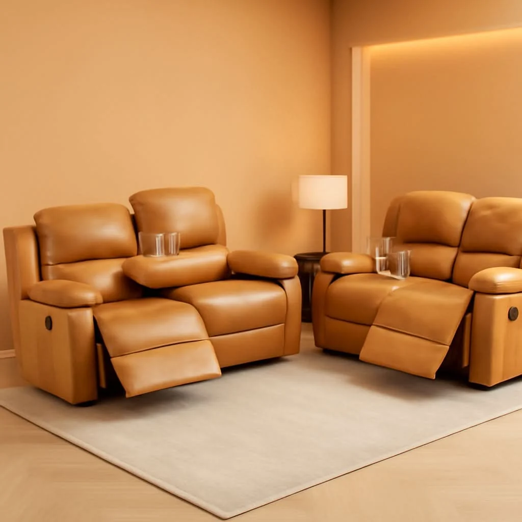 Clean Bonded Leather Living Room Furniture Set Reclining Sofa And Loveseat G Minimalist