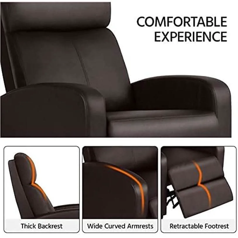 User-Friendly Set Of 2 PU Leather Padded Recliner Chairs For Living Room Elite