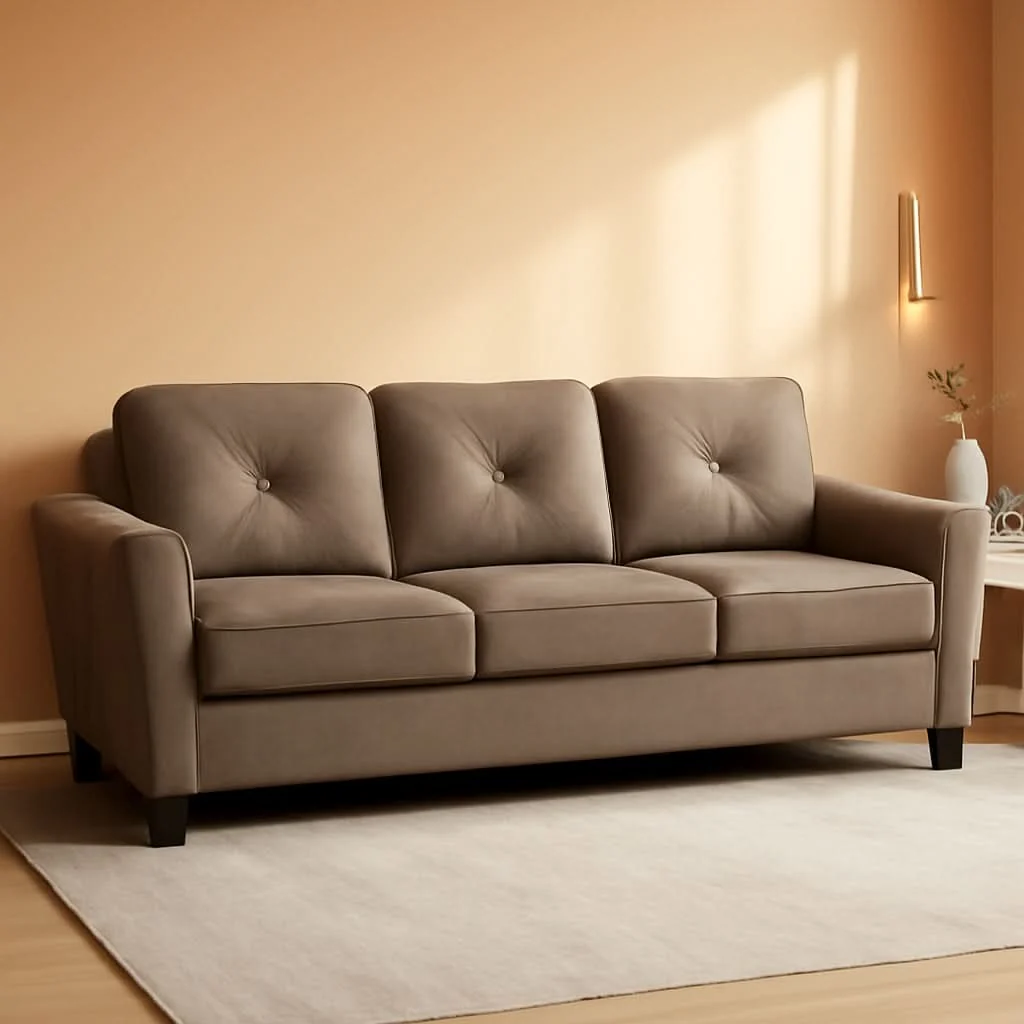 Outstanding Harrington Microfiber Brown Three Seat Sofa Living Room Trusted