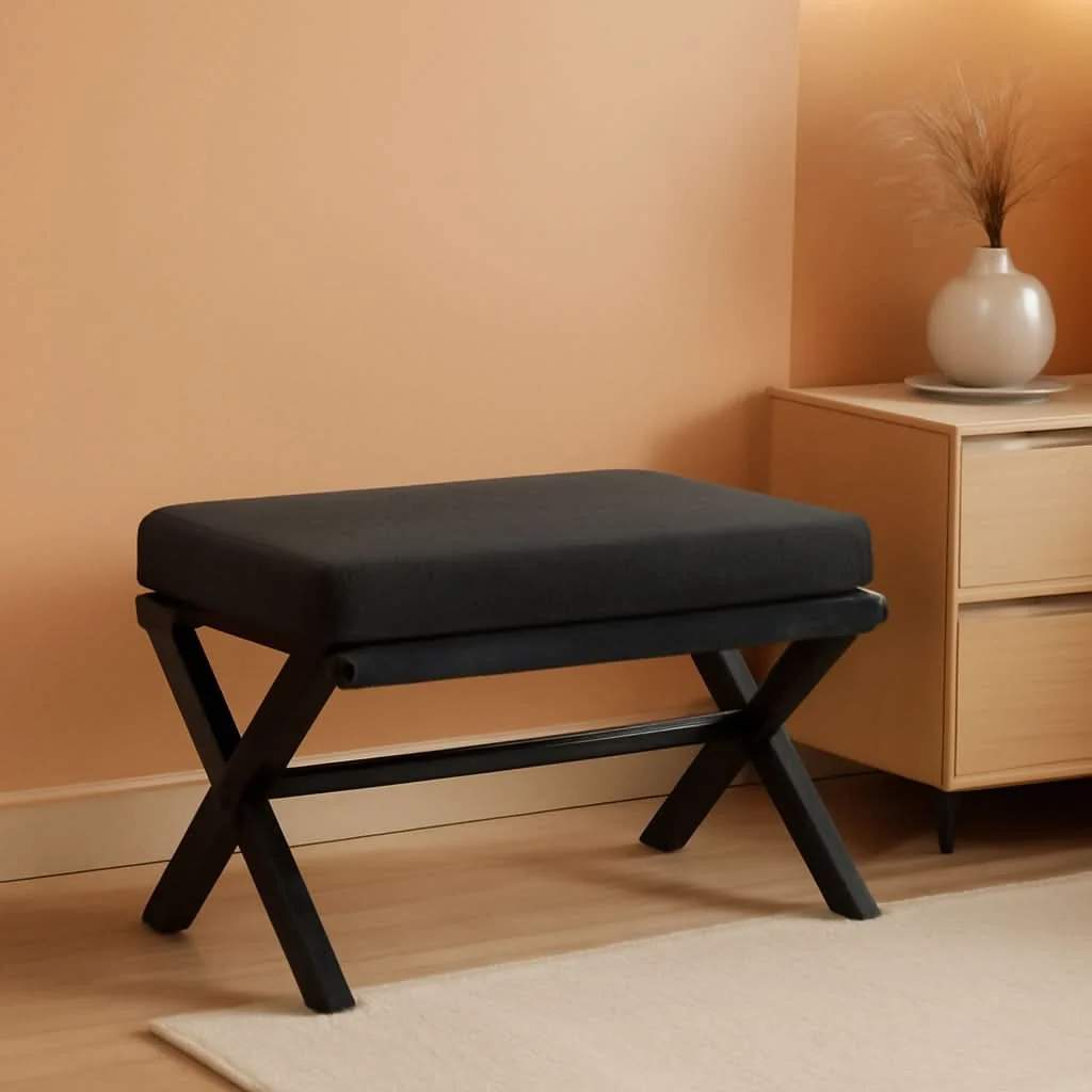 Solid Foldable Foot Stool Black For Contemporary Living Room World-Class