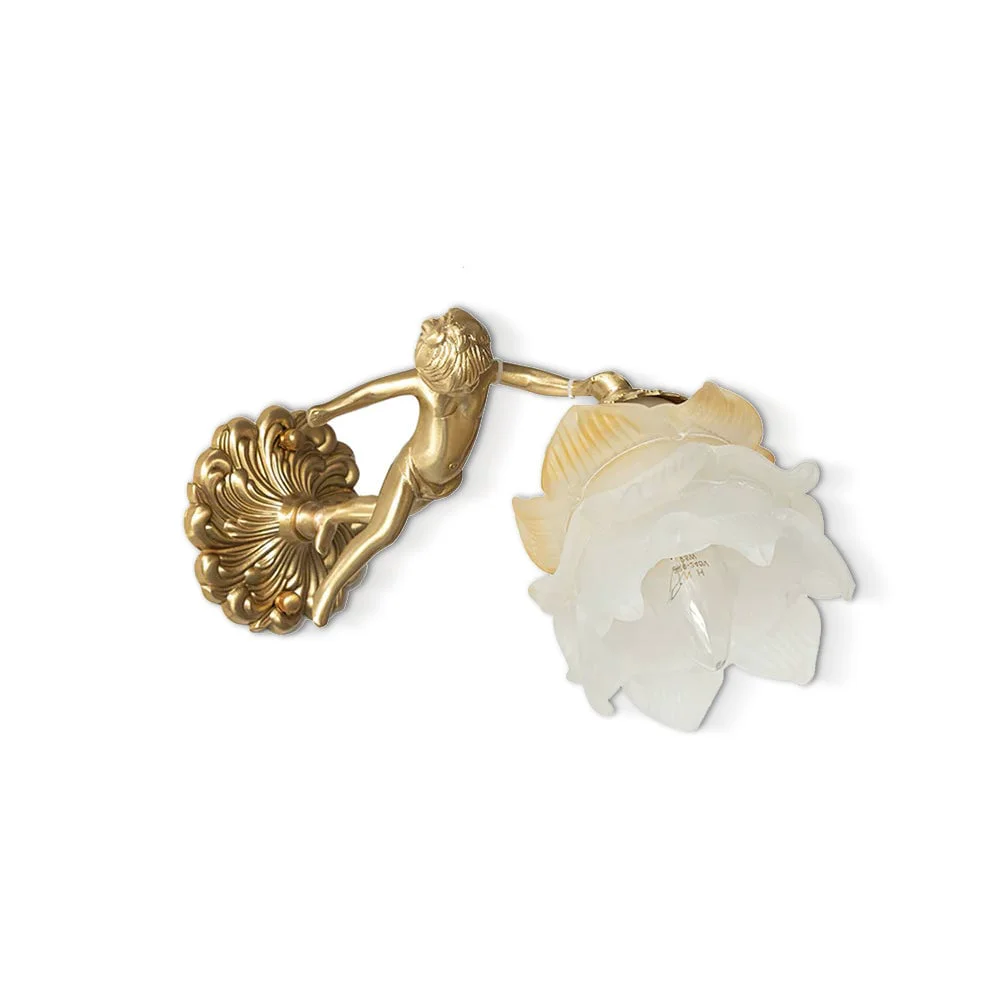Efficient Putti Statuettes Brass Wall Lamp Elegant