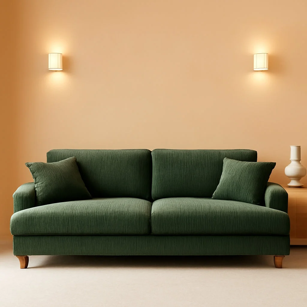 Next-Generation Corduroy Sofa Eighty SevenInch Deep Seat Green Living Room Comfort Trendy
