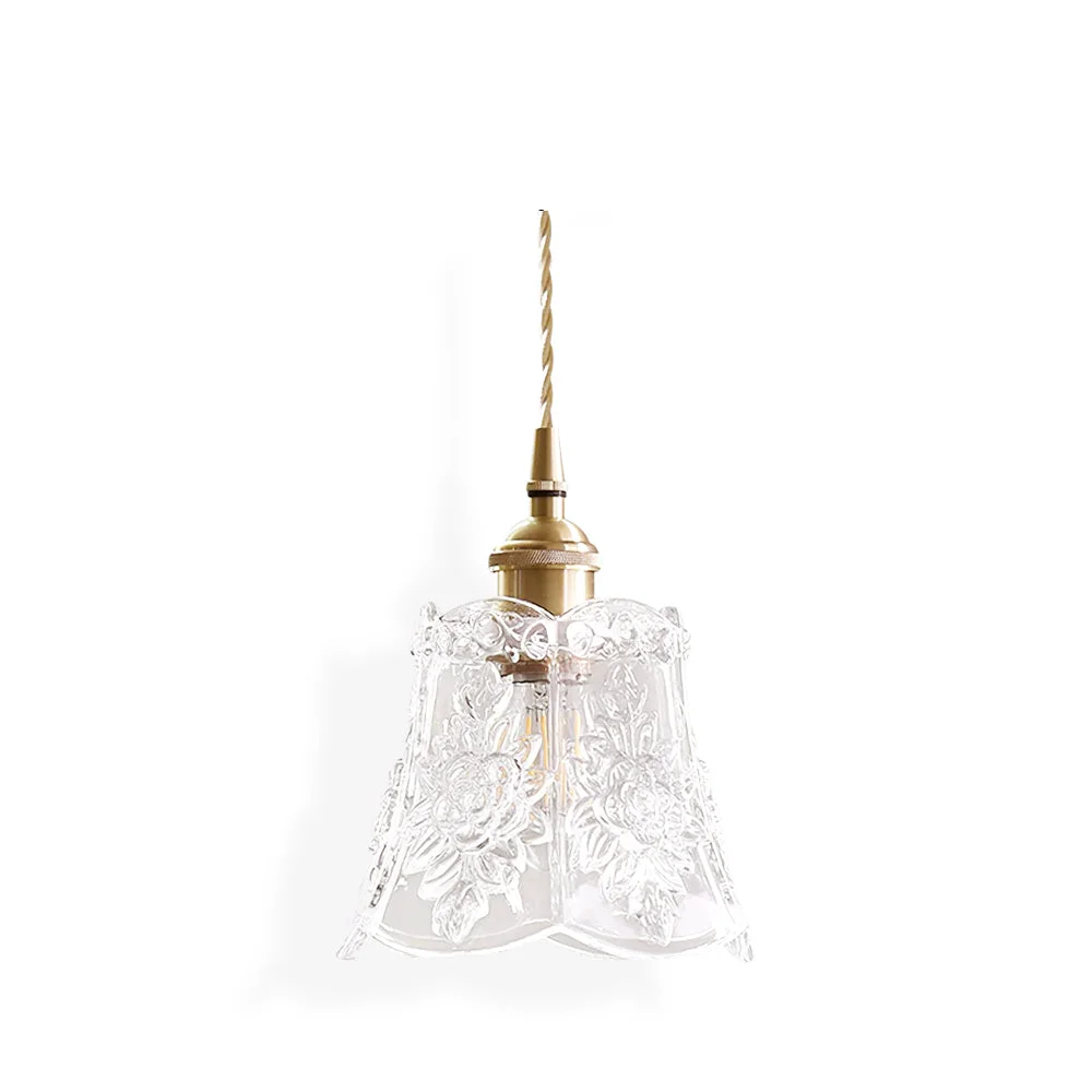 Fine Crafted Flower Glass Pendant Lamp Environmentally Friendly