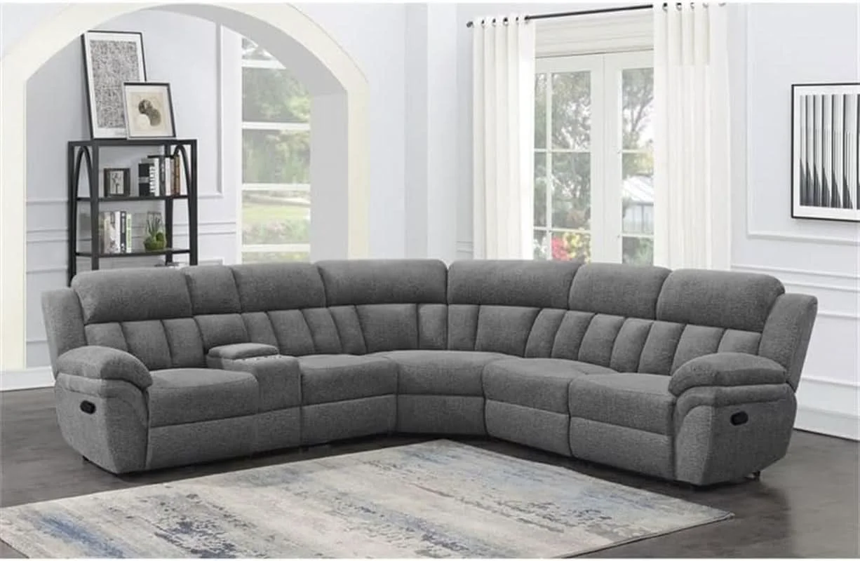Original Bahrain 6 Piece Charcoal Motion Sectional Sofa Living Room Optimized