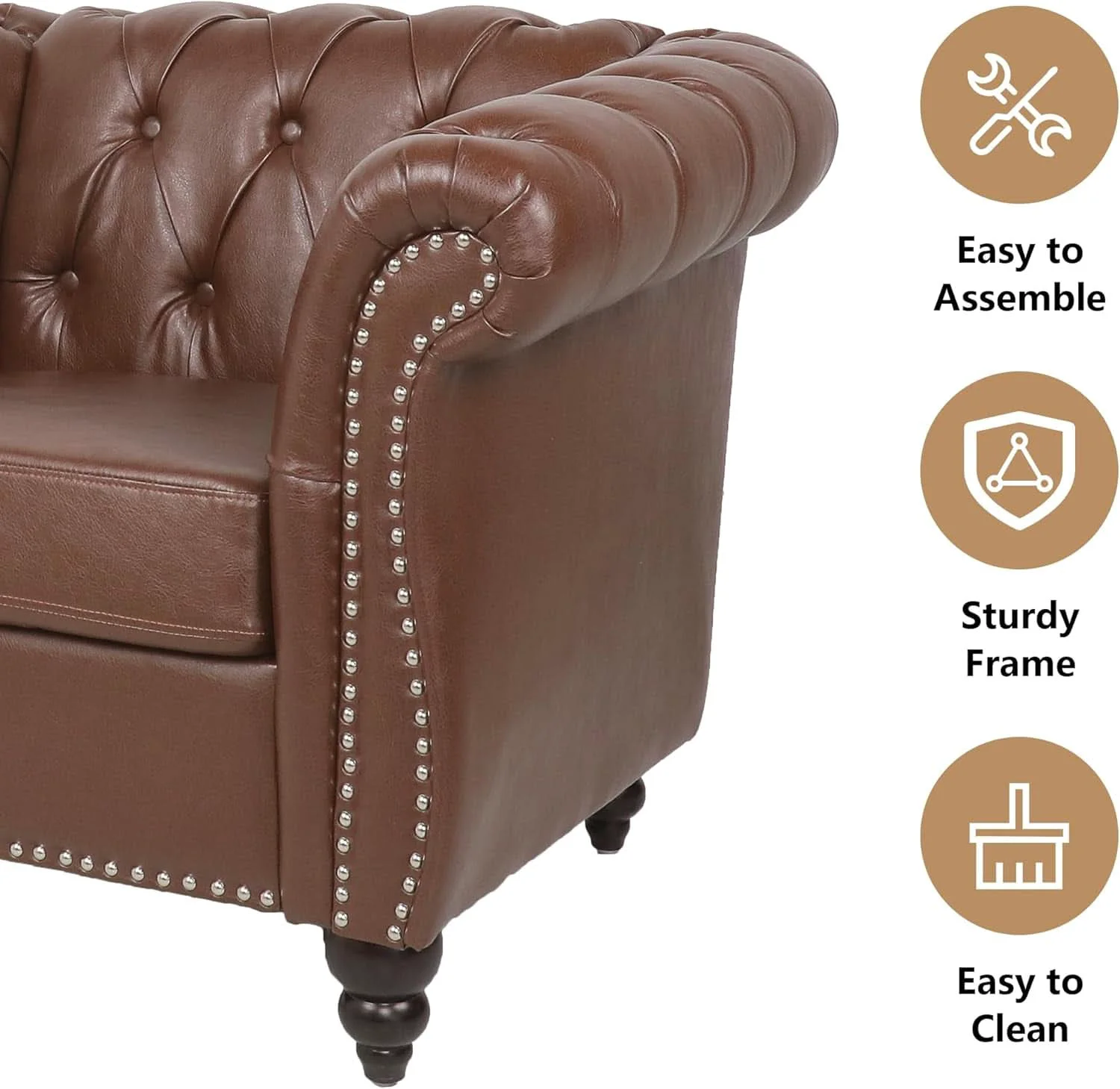 Smooth 3 Piece Living Room Set With Sectional Chesterfield Sofa Chair And Lea Carefully Designed