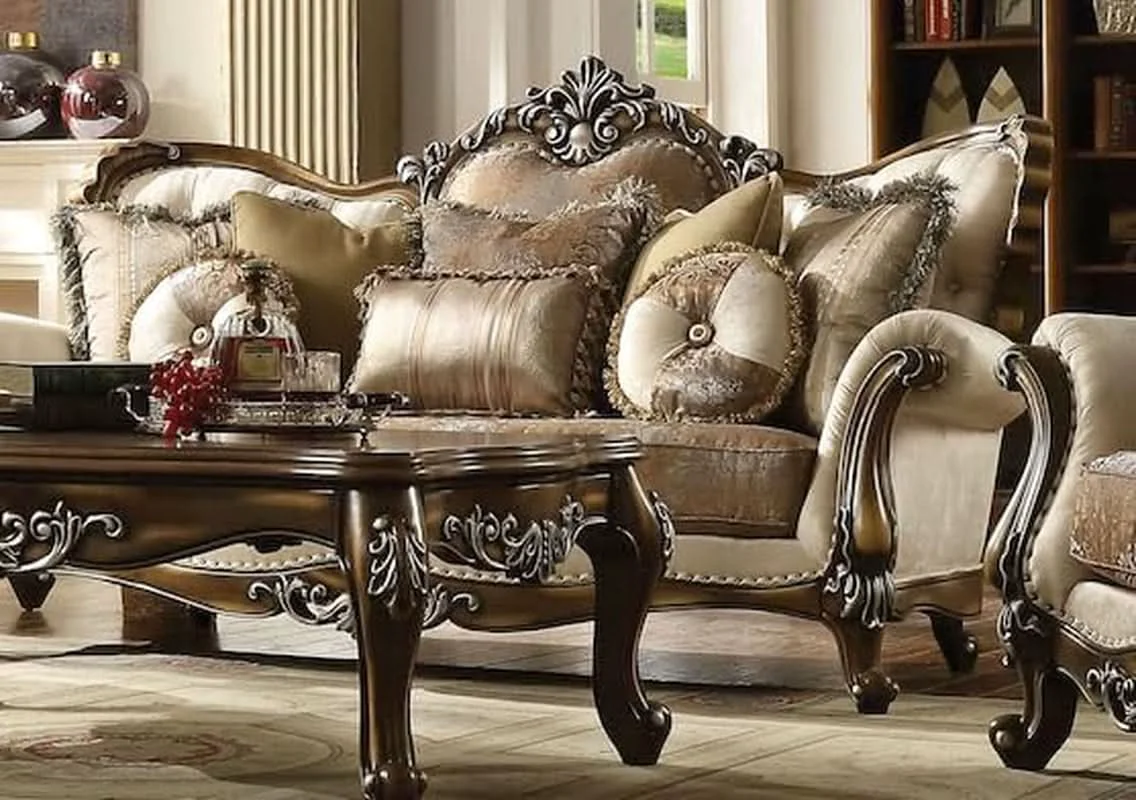 Optimized 4 Piece Traditional Living Room Set With 91In Sofa Loveseat Chair Coff Original Design