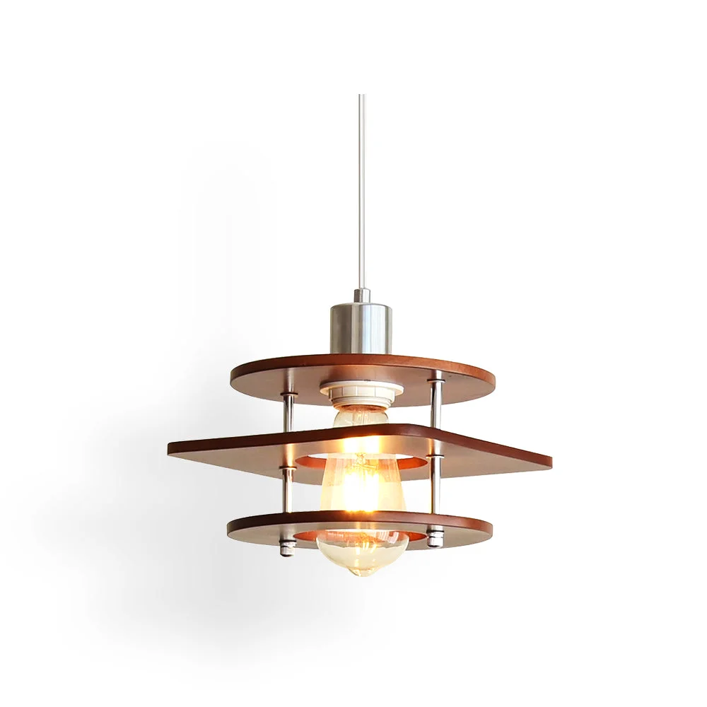 Expertly Made Retro Walnut Pendant Lamp Dependable