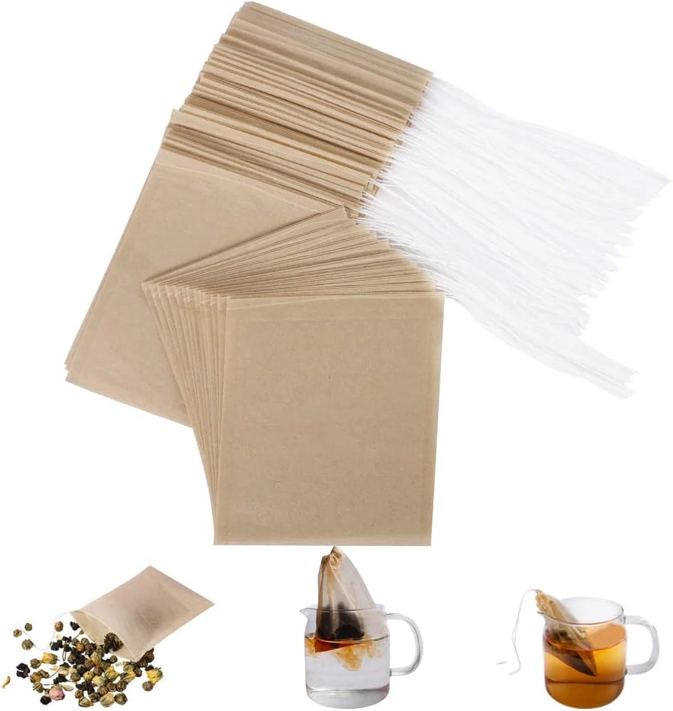 Smooth Aksuaple Eco-Fil Disposable Tea Filter Bags for Loose Tea Wood Pulp Material Biodegradable and Compostable Unbleached Empty Tea Infuser Sachets with Drawstring 100 Pack 3.2inch x 4.0inch Wood Pulp Material Biodegradable and Compostable Unbleache Traditional