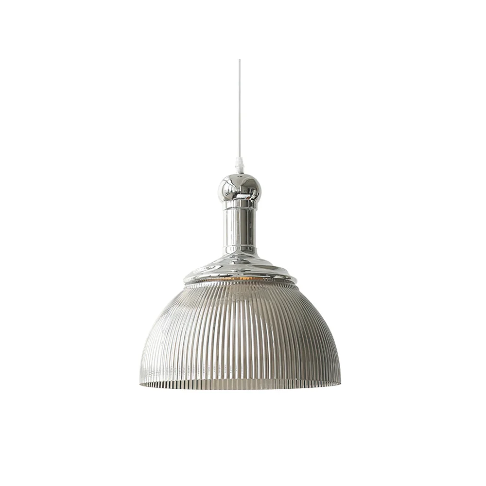 High-Quality Ribbed Chrome Pendant Lamp Expertly Made