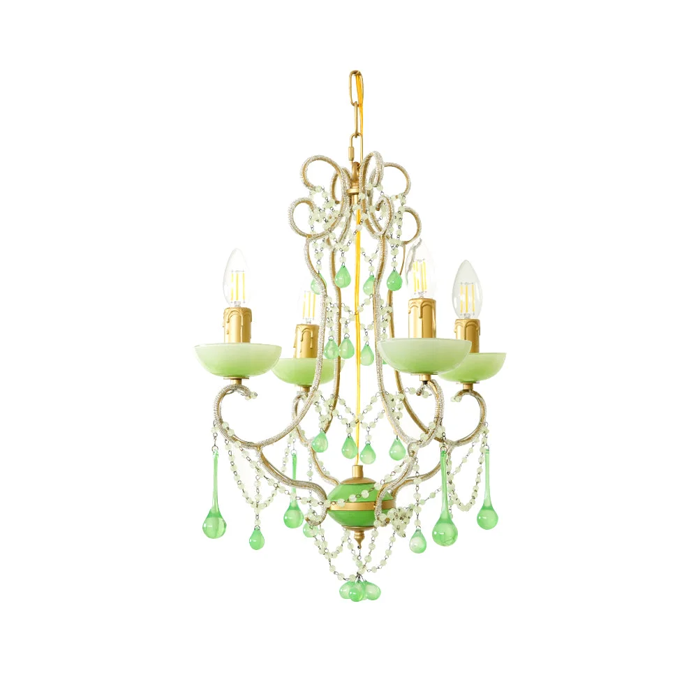 Expertly Made Murano Green Drops Chandelier Secure
