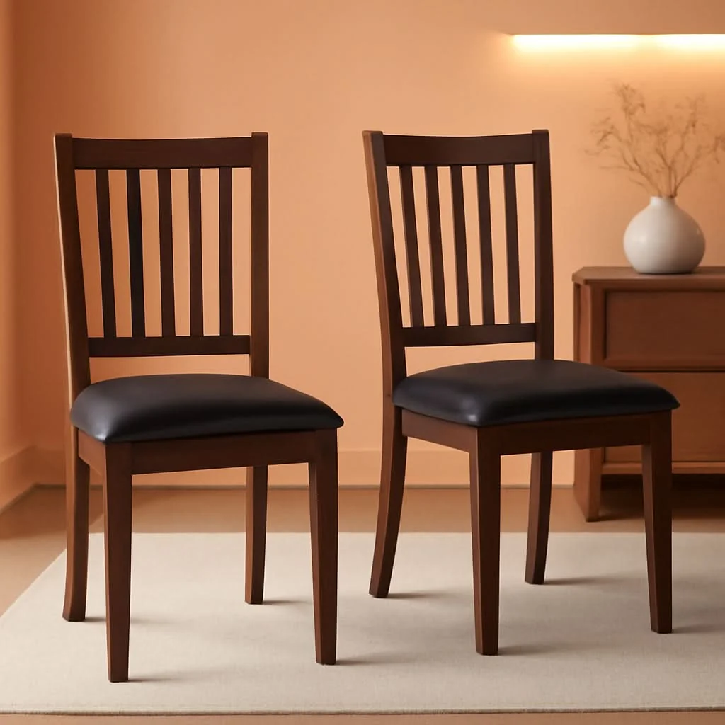 Breathable Espresso Slat Back Dining Chairs Set Of 2 For Dining Room Verified