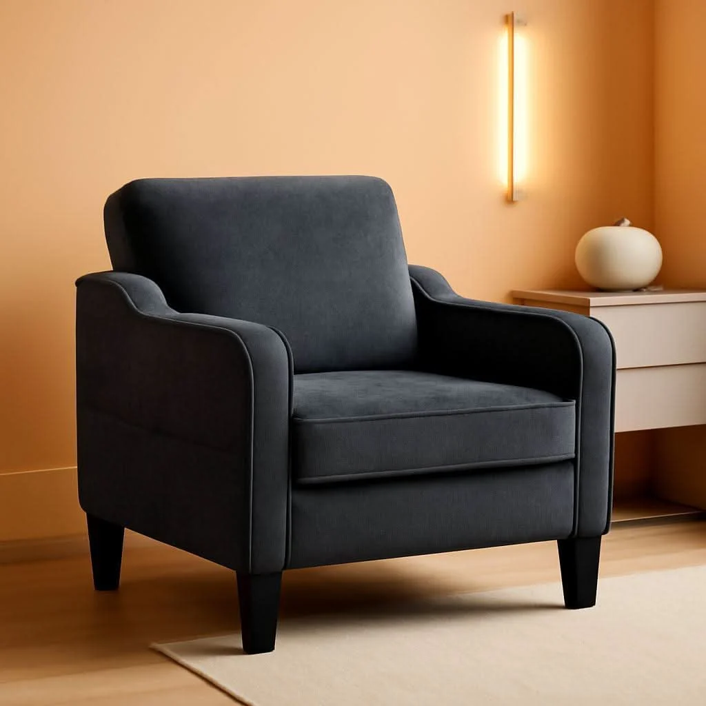 Recyclable Dark Grey Mid Century Modern Accent Chair For Living Room Durable