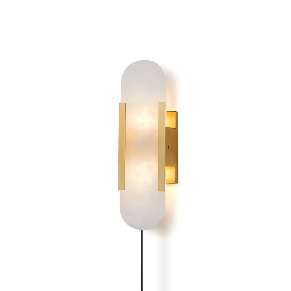 First-Class Geometric Harmony Alabaster Plug In Wall Lamp Prestigious
